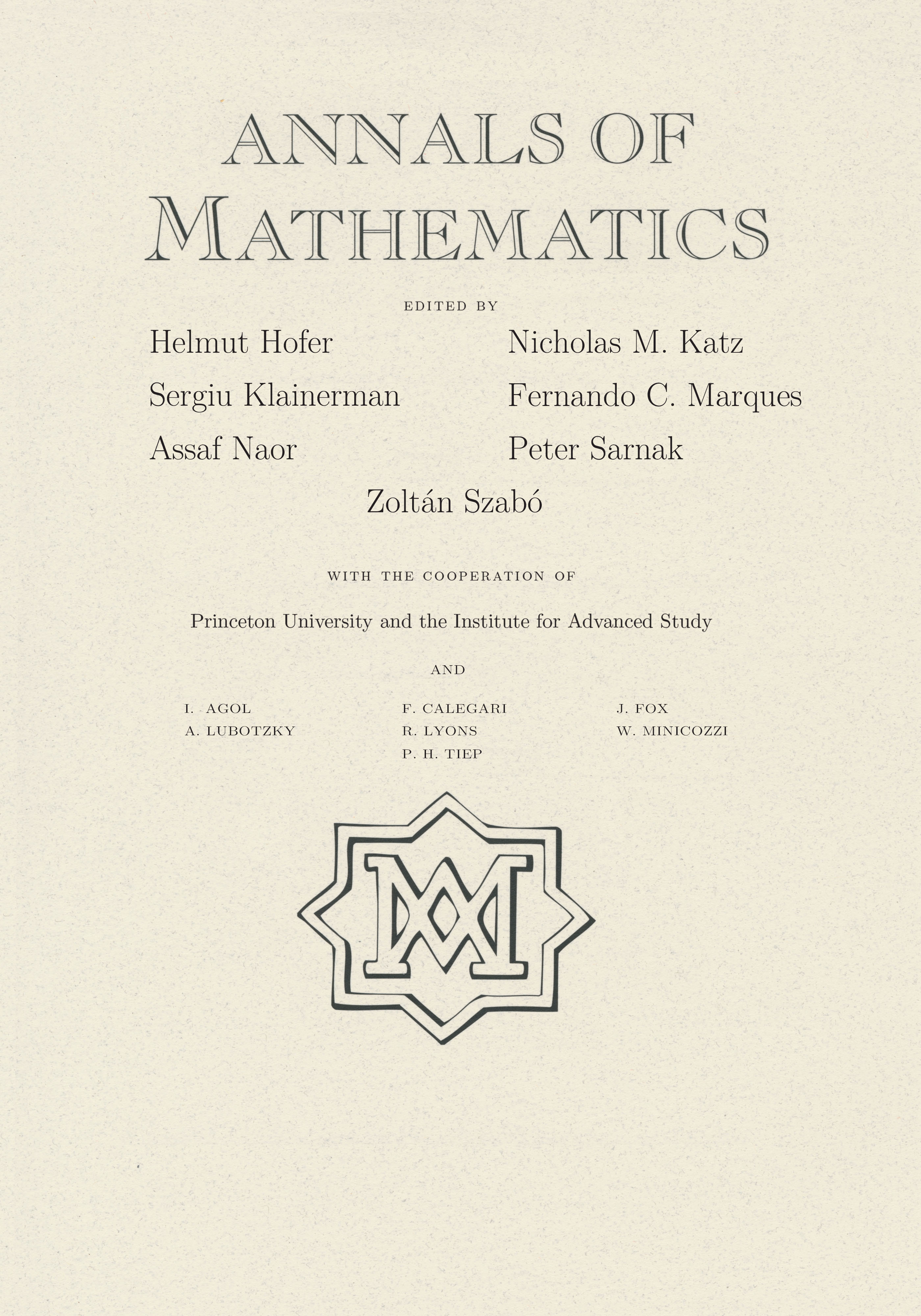 ANNALS OF MATHEMATICS
