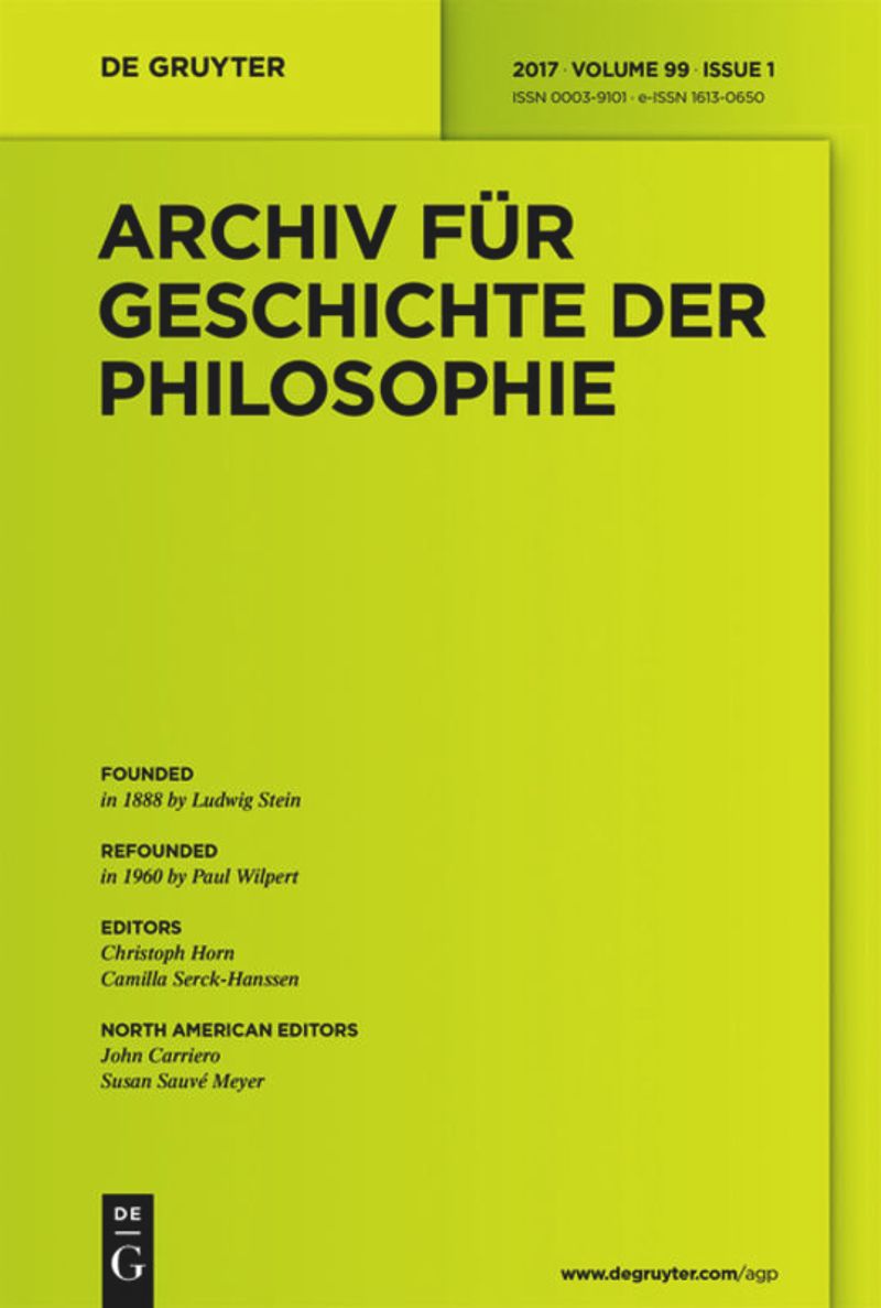 ARCHIV FUR GESCHICHTE DER PHILOSOPHIE