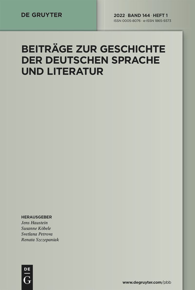 BEITRAGE ZUR GESCHICHTE DER DEUTSCHEN SPRACHE UND LITERATUR