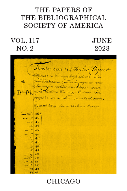 PAPERS OF THE BIBLIOGRAPHICAL SOCIETY OF AMERICA