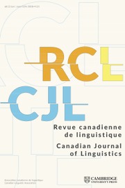 CANADIAN JOURNAL OF LINGUISTICS-REVUE CANADIENNE DE LINGUISTIQUE