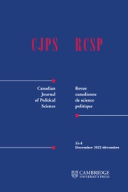 CANADIAN JOURNAL OF POLITICAL SCIENCE-REVUE CANADIENNE DE SCIENCE POLITIQUE