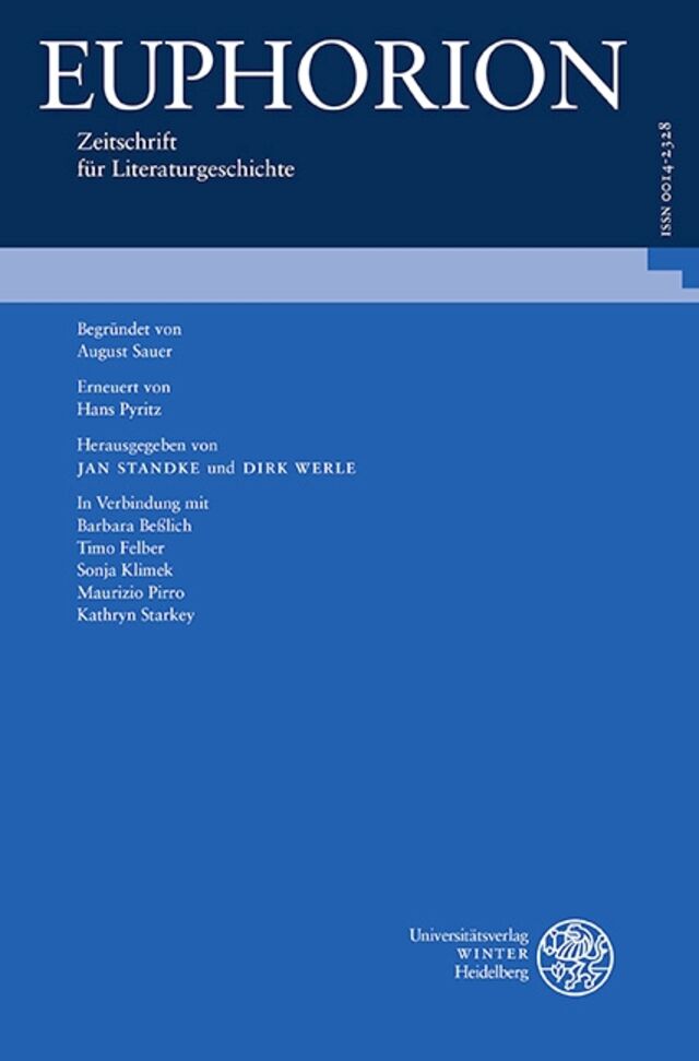 EUPHORION-ZEITSCHRIFT FUR LITERATURGESCHICHTE