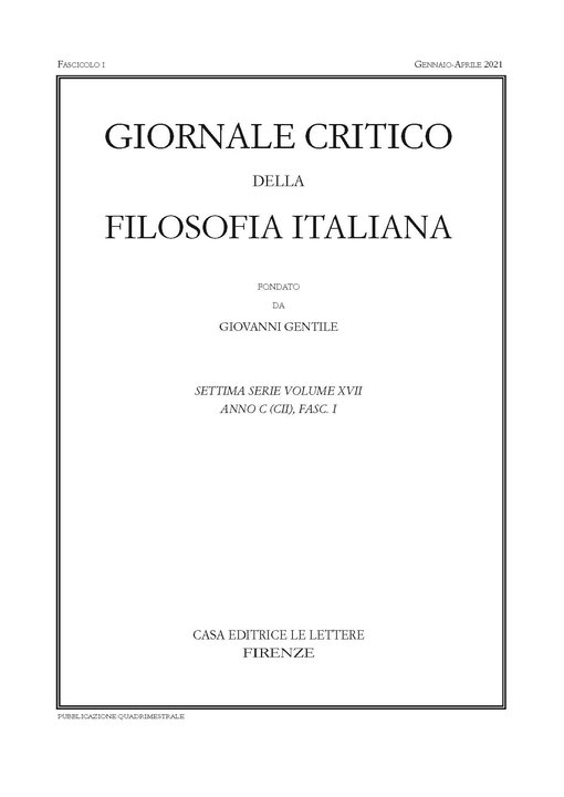 GIORNALE CRITICO DELLA FILOSOFIA ITALIANA