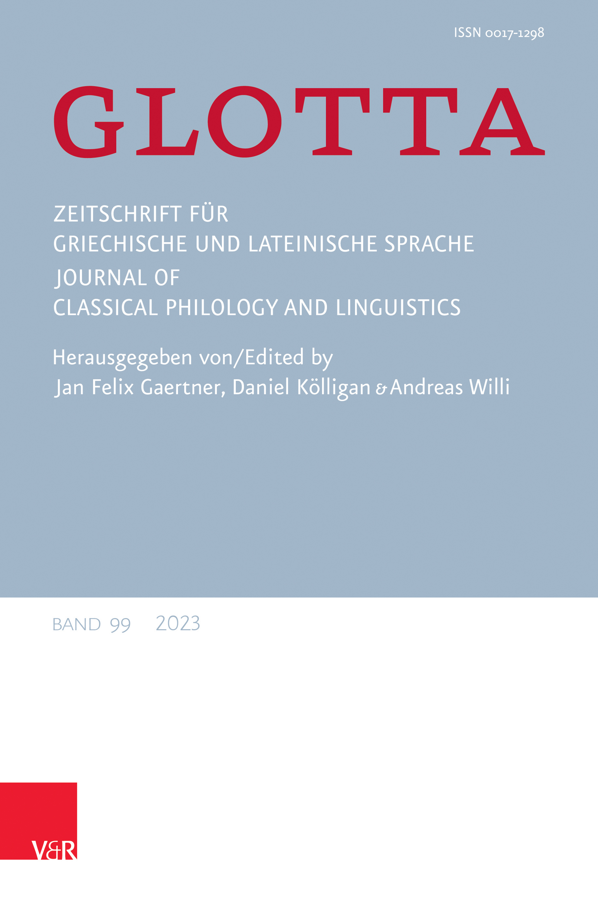 GLOTTA-ZEITSCHRIFT FUR GRIECHISCHE UND LATEINISCHE SPRACHE