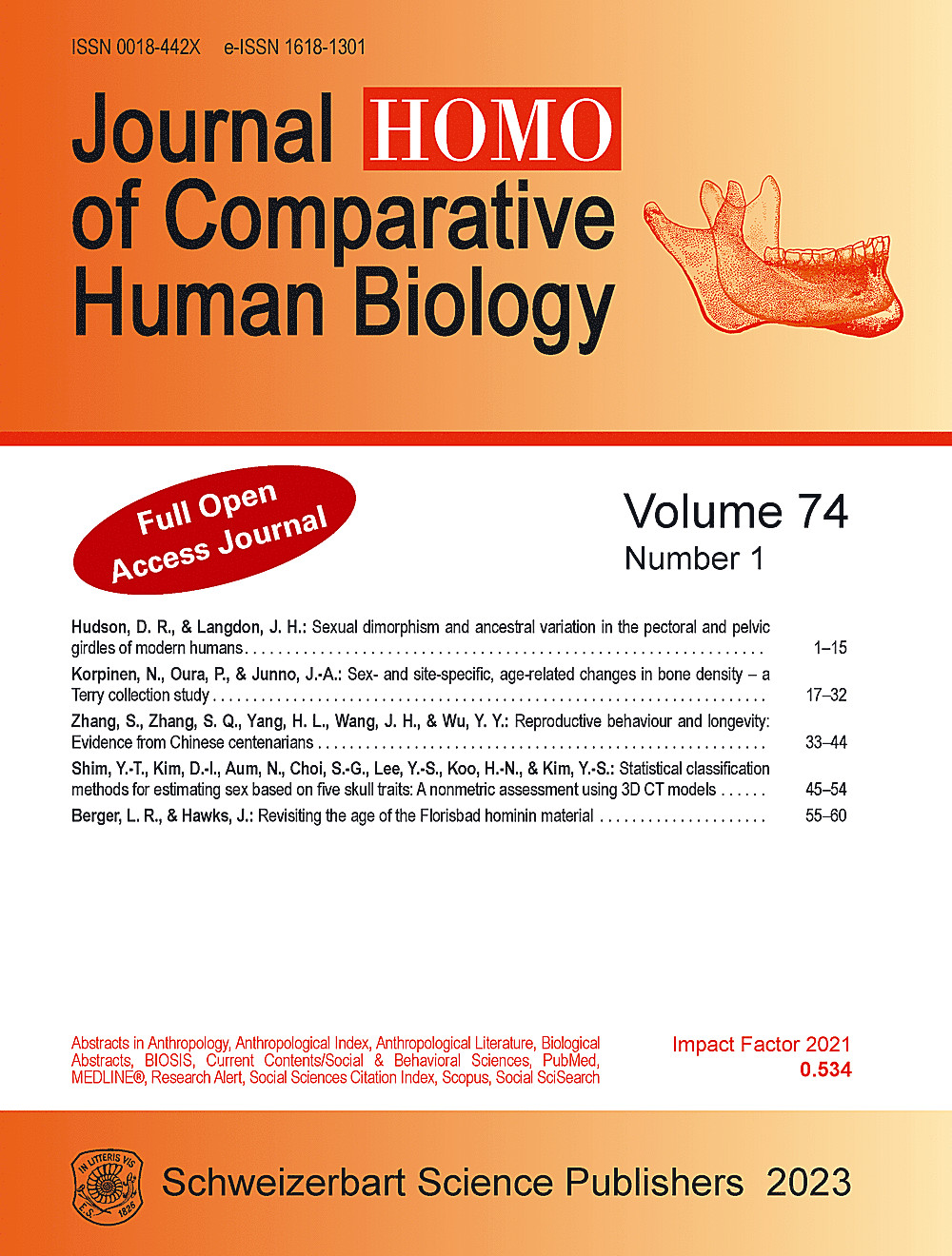 HOMO-JOURNAL OF COMPARATIVE HUMAN BIOLOGY
