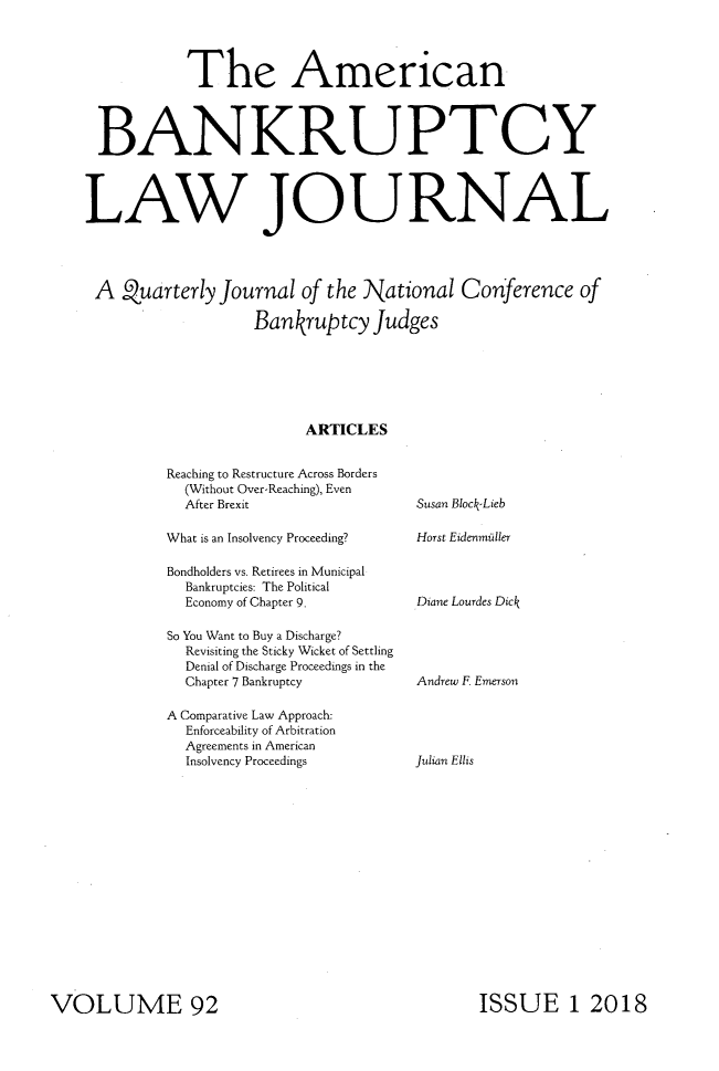 AMERICAN BANKRUPTCY LAW JOURNAL
