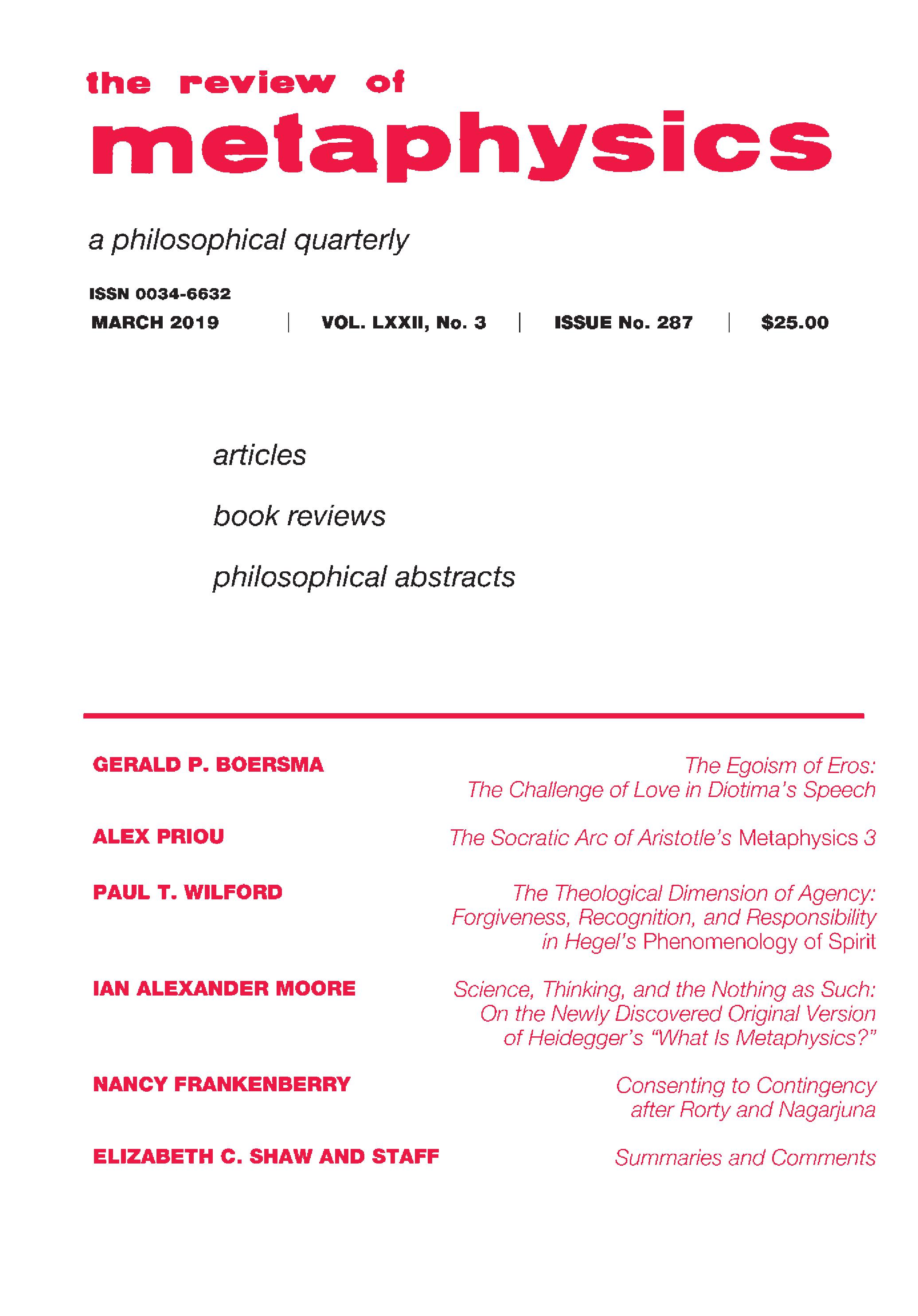 REVIEW OF METAPHYSICS