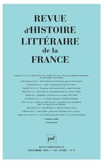 REVUE D HISTOIRE LITTERAIRE DE LA FRANCE
