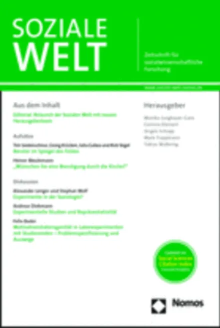 SOZIALE WELT-ZEITSCHRIFT FUR SOZIALWISSENSCHAFTLICHE FORSCHUNG UND PRAXIS