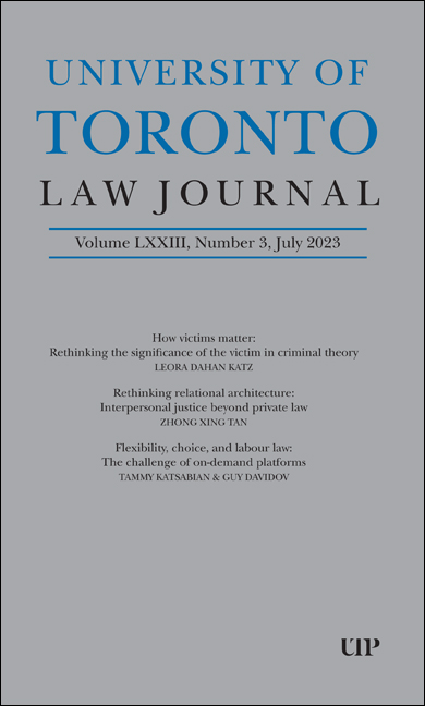 UNIVERSITY OF TORONTO LAW JOURNAL
