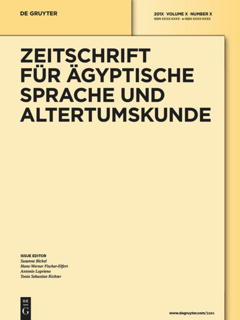 ZEITSCHRIFT FUR AGYPTISCHE SPRACHE UND ALTERTUMSKUNDE