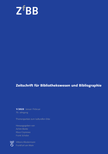 ZEITSCHRIFT FUR BIBLIOTHEKSWESEN UND BIBLIOGRAPHIE