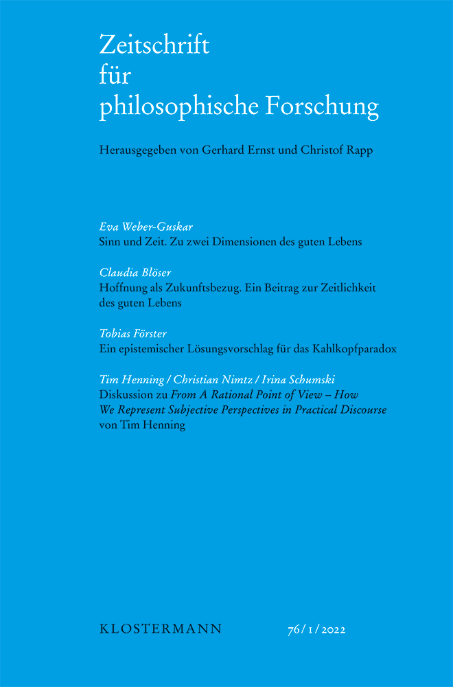 ZEITSCHRIFT FUR PHILOSOPHISCHE FORSCHUNG