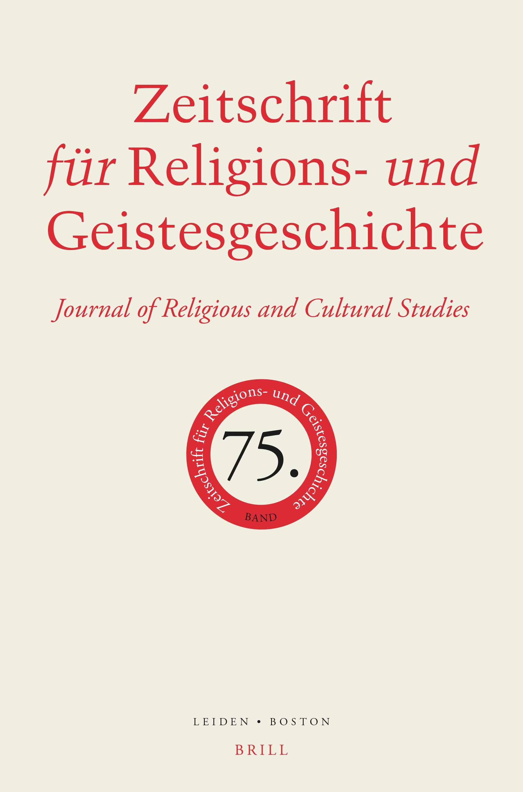 ZEITSCHRIFT FUR RELIGIONS-UND GEISTESGESCHICHTE