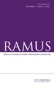 RAMUS-CRITICAL STUDIES IN GREEK AND ROMAN LITERATURE