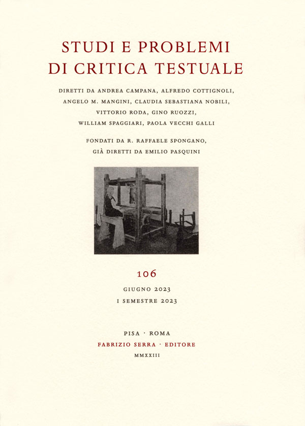 STUDI E PROBLEMI DI CRITICA TESTUALE