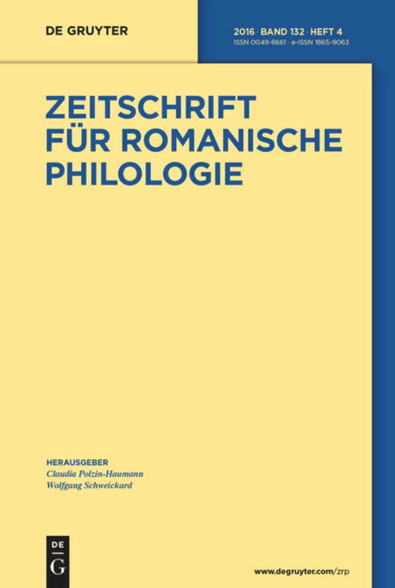 ZEITSCHRIFT FUR ROMANISCHE PHILOLOGIE