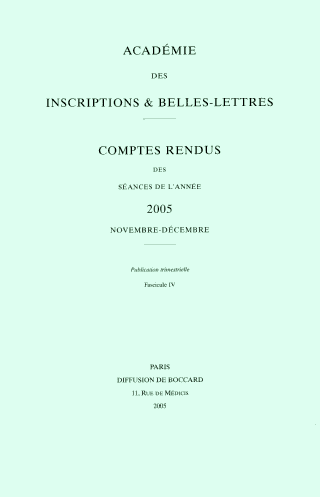 COMPTES RENDUS DES SEANCES DE L ACADEMIE DES INSCRIPTIONS & BELLES-LETTRES