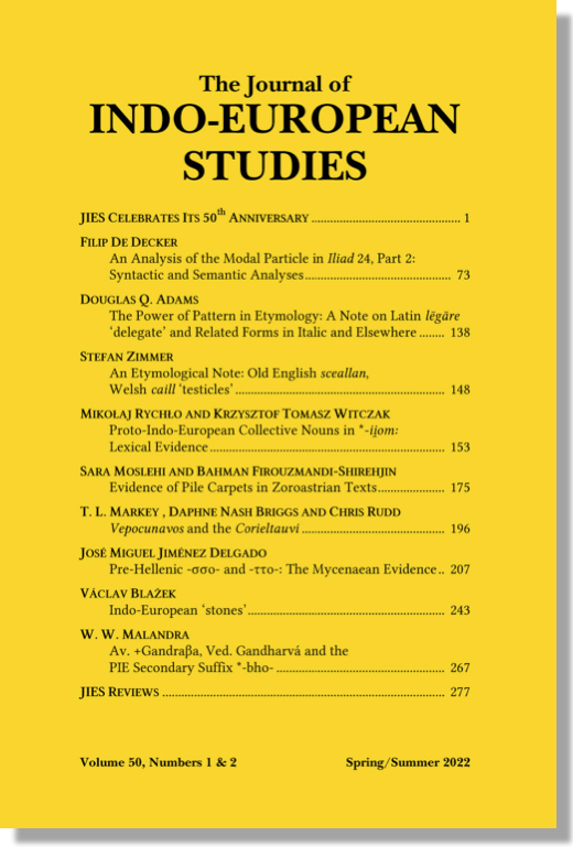 JOURNAL OF INDO-EUROPEAN STUDIES