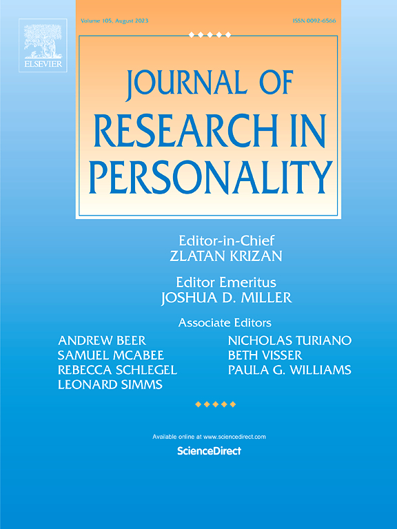 JOURNAL OF RESEARCH IN PERSONALITY