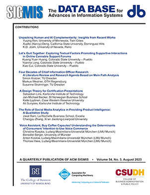 DATA BASE FOR ADVANCES IN INFORMATION SYSTEMS
