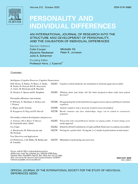 PERSONALITY AND INDIVIDUAL DIFFERENCES