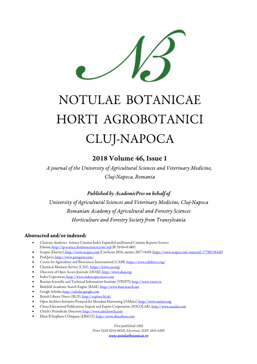 NOTULAE BOTANICAE HORTI AGROBOTANICI CLUJ-NAPOCA
