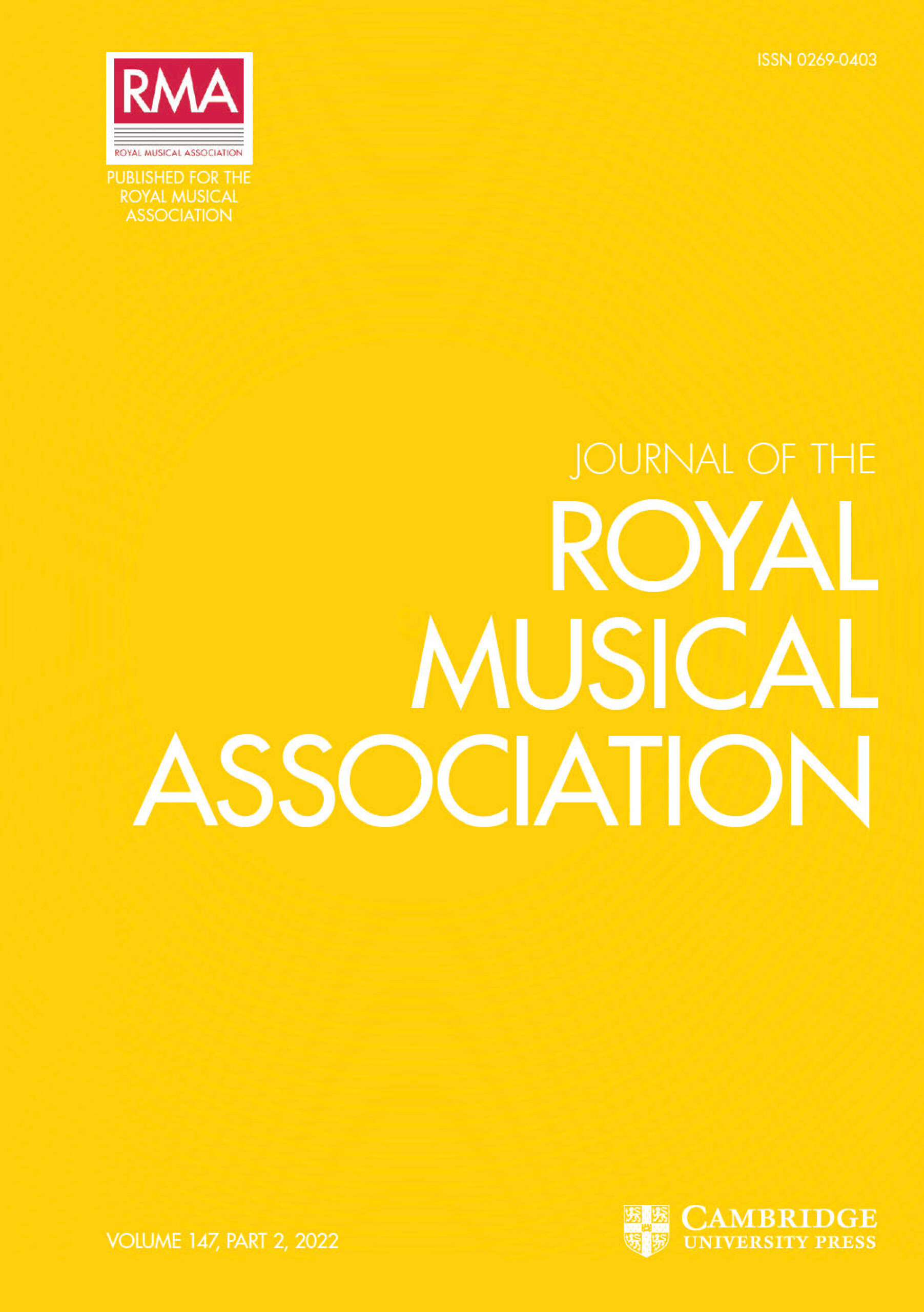 JOURNAL OF THE ROYAL MUSICAL ASSOCIATION