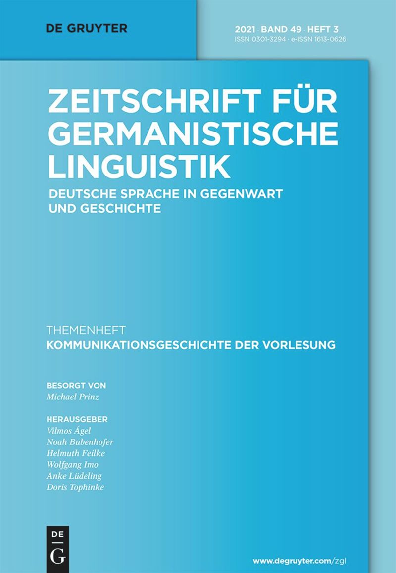 ZEITSCHRIFT FUR GERMANISTISCHE LINGUISTIK