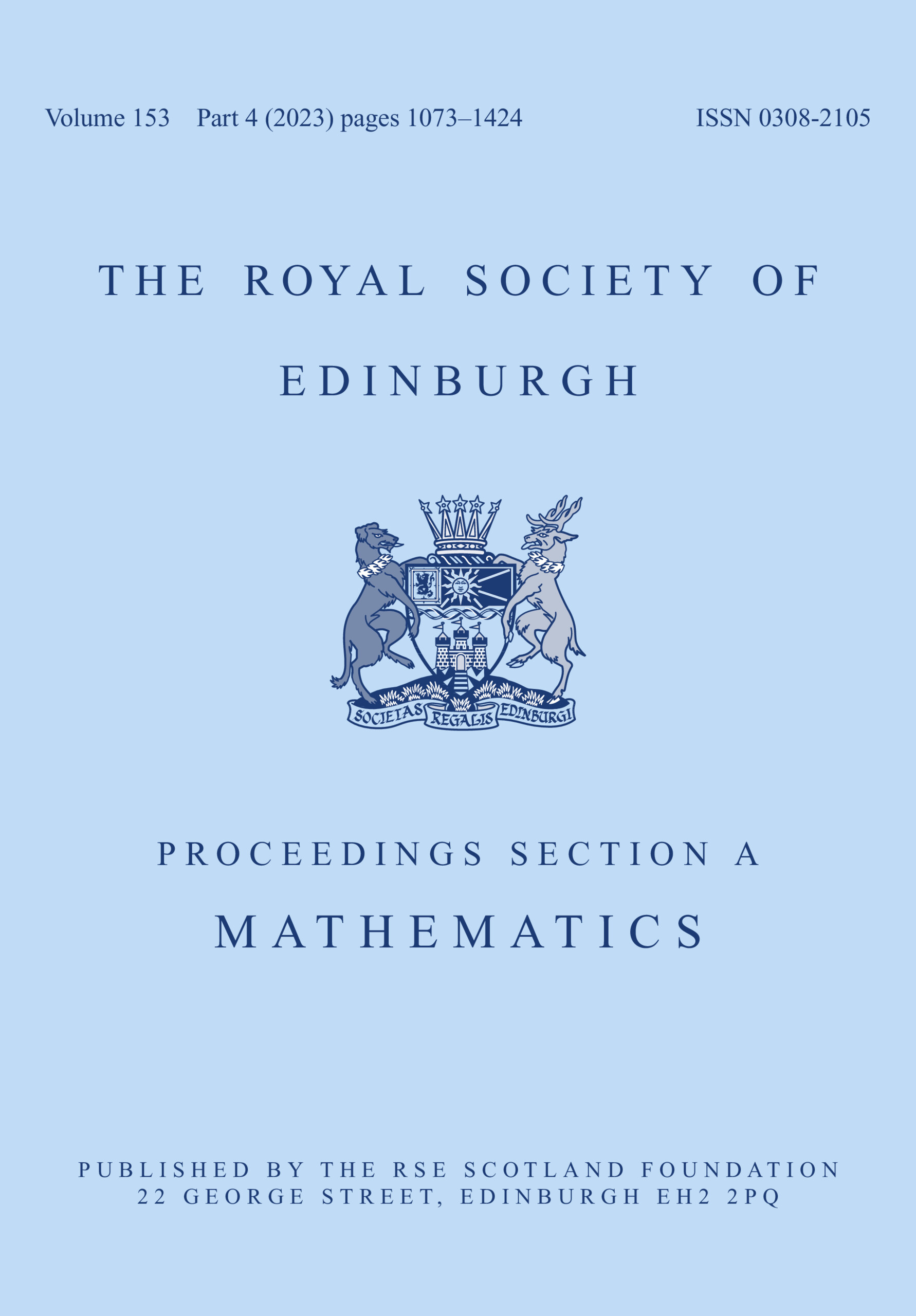 PROCEEDINGS OF THE ROYAL SOCIETY OF EDINBURGH SECTION A-MATHEMATICS