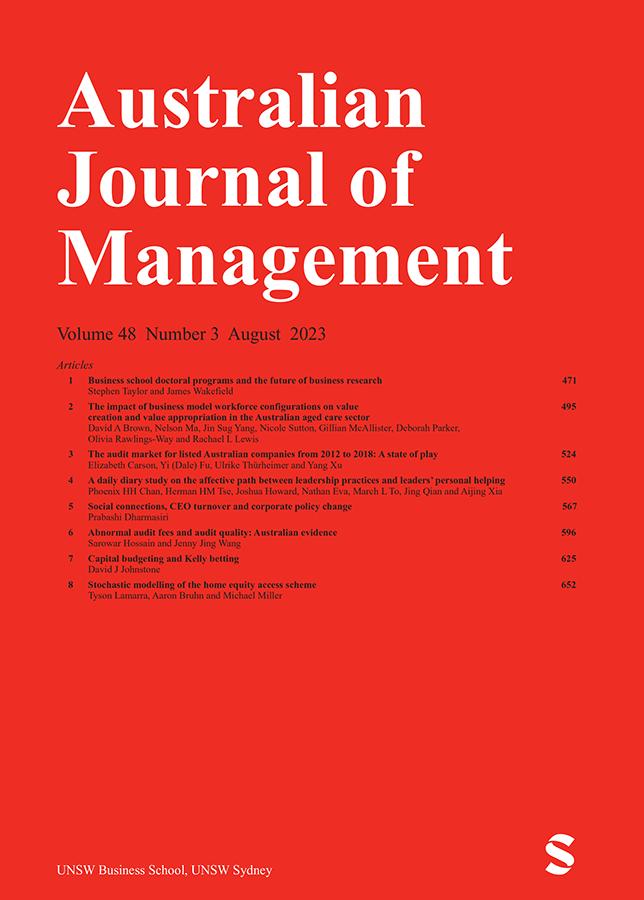 AUSTRALIAN JOURNAL OF MANAGEMENT