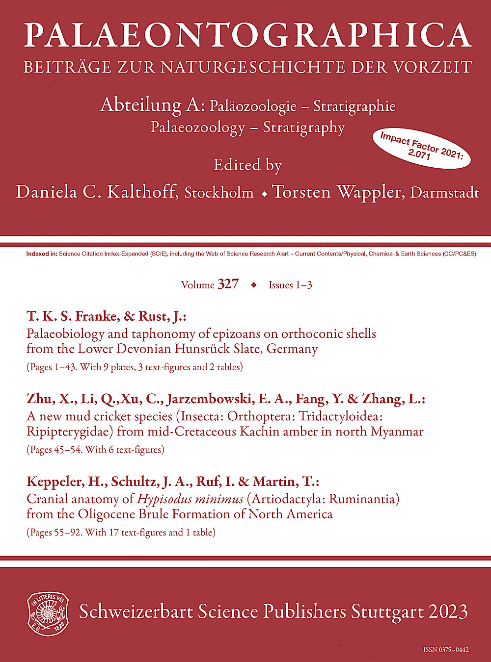 PALAEONTOGRAPHICA ABTEILUNG A-PALAOZOOLOGIE-STRATIGRAPHIE