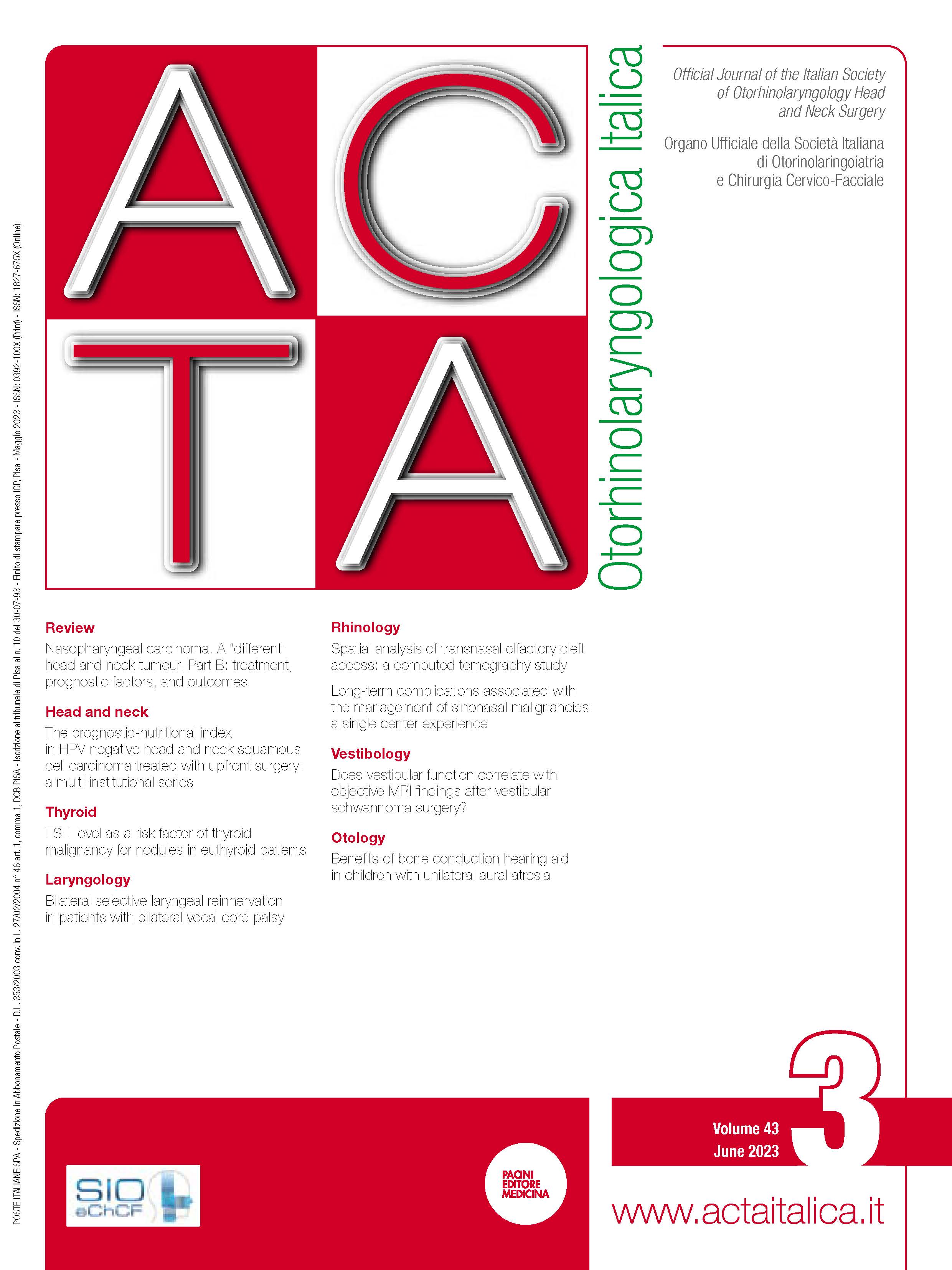 ACTA OTORHINOLARYNGOLOGICA ITALICA