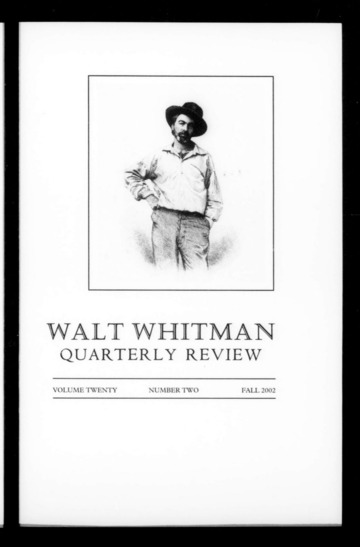 WALT WHITMAN QUARTERLY REVIEW
