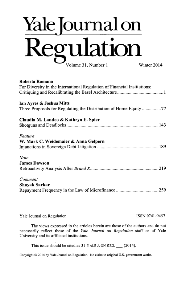 YALE JOURNAL ON REGULATION