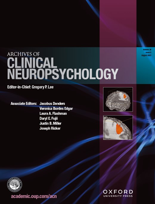 ARCHIVES OF CLINICAL NEUROPSYCHOLOGY