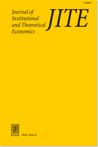 JOURNAL OF INSTITUTIONAL AND THEORETICAL ECONOMICS-ZEITSCHRIFT FUR DIE GESAMTE STAATSWISSENSCHAFT