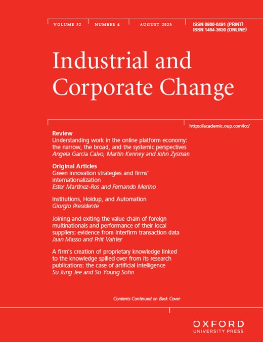 INDUSTRIAL AND CORPORATE CHANGE
