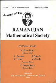 JOURNAL OF THE RAMANUJAN MATHEMATICAL SOCIETY
