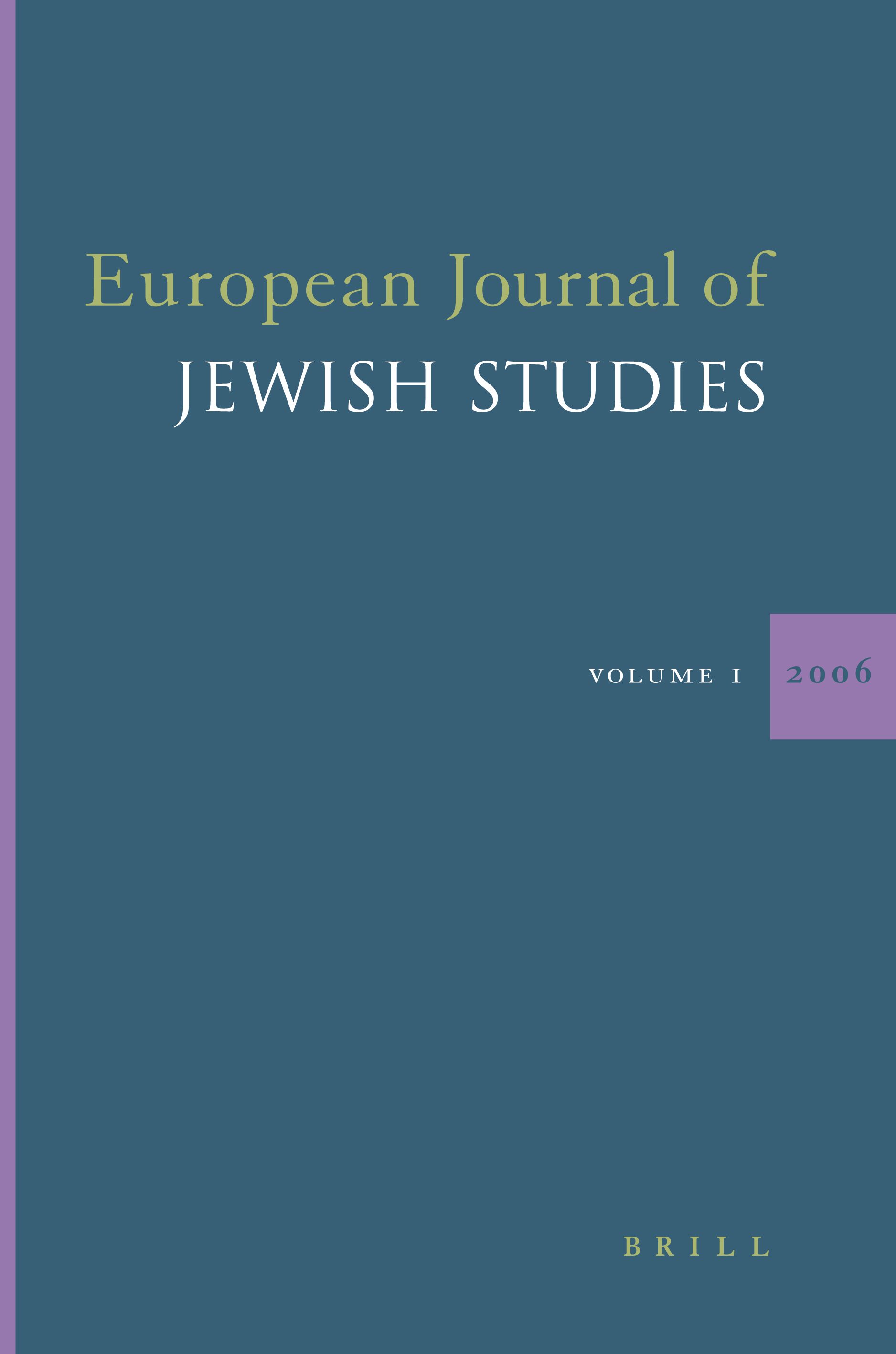 EUROPEAN JOURNAL OF JEWISH STUDIES