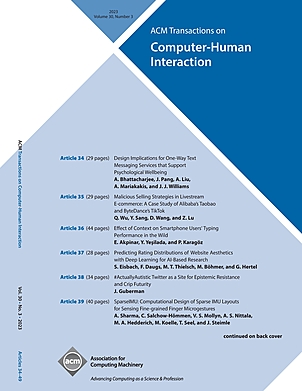 ACM TRANSACTIONS ON COMPUTER-HUMAN INTERACTION