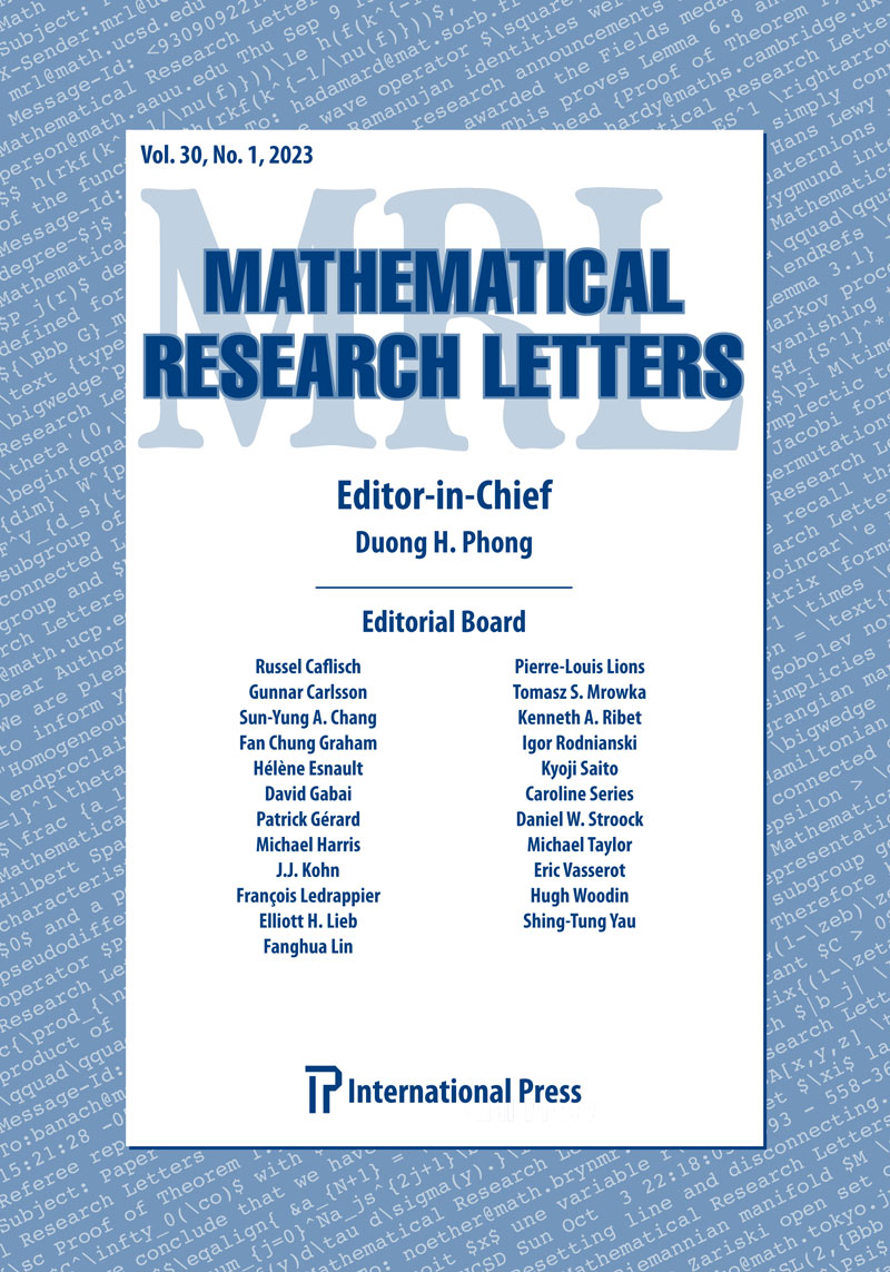 MATHEMATICAL RESEARCH LETTERS