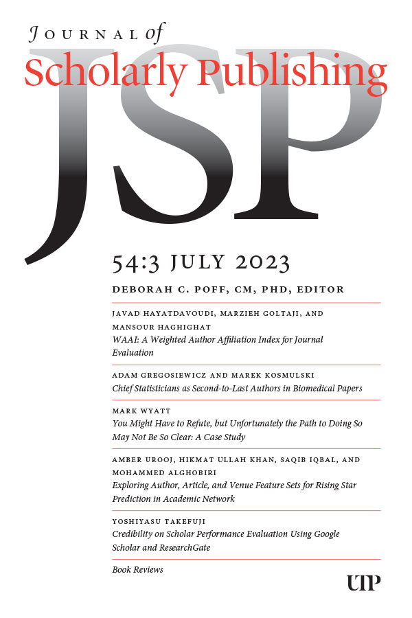 JOURNAL OF SCHOLARLY PUBLISHING