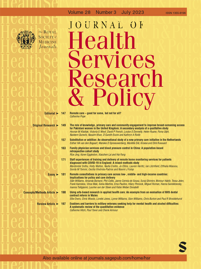 JOURNAL OF HEALTH SERVICES RESEARCH & POLICY