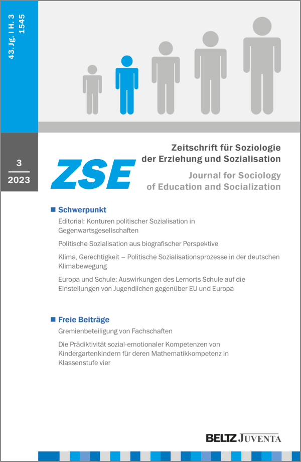 ZEITSCHRIFT FUR SOZIOLOGIE DER ERZIEHUNG UND SOZIALISATION