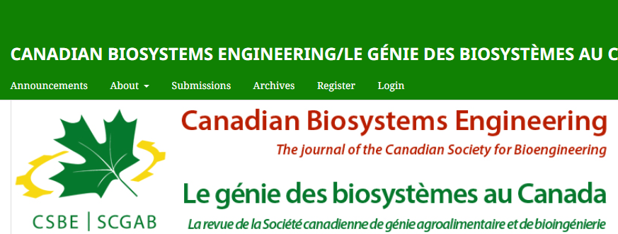 Canadian Biosystems Engineering / Le Genie des biosystems au Canada