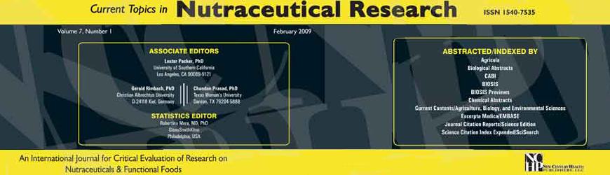 CURRENT TOPICS IN NUTRACEUTICAL RESEARCH