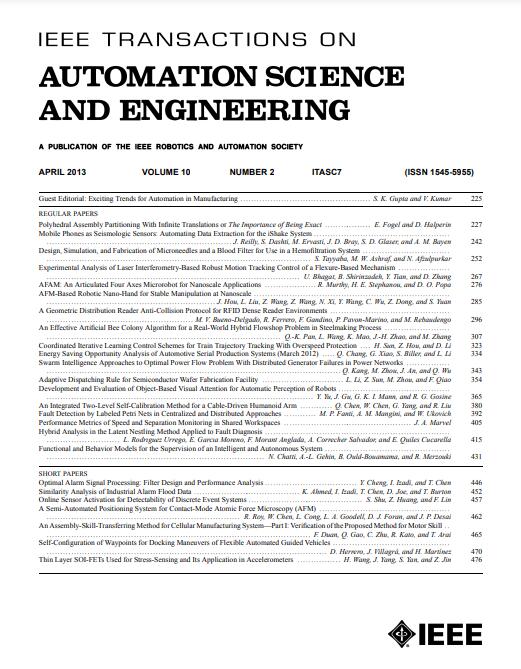 IEEE TRANSACTIONS ON AUTOMATION SCIENCE AND ENGINEERING