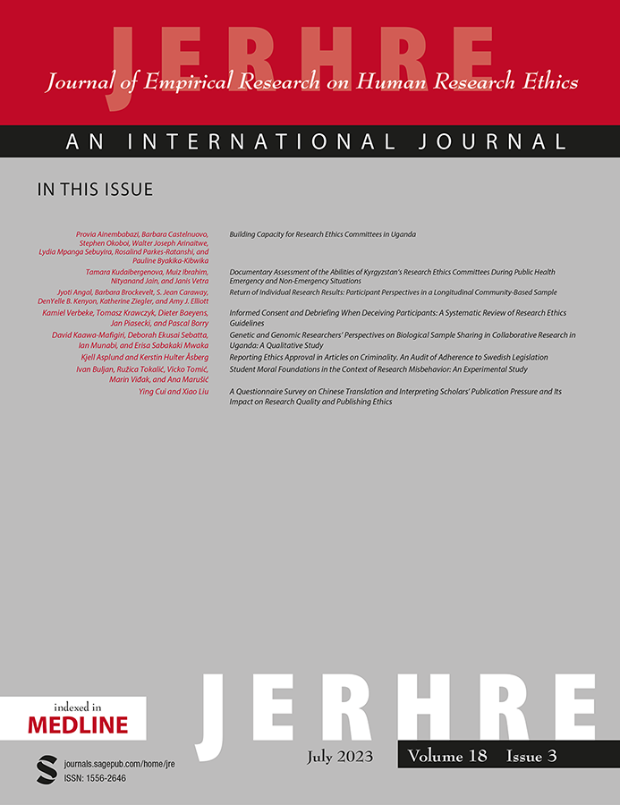 JOURNAL OF EMPIRICAL RESEARCH ON HUMAN RESEARCH ETHICS